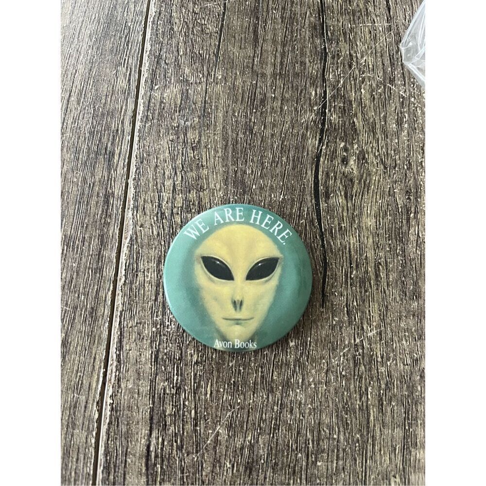 Vintage We Are Here Alien Avon Books Pin Sci Fi
